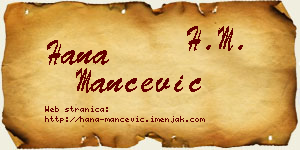 Hana Mančević vizit kartica